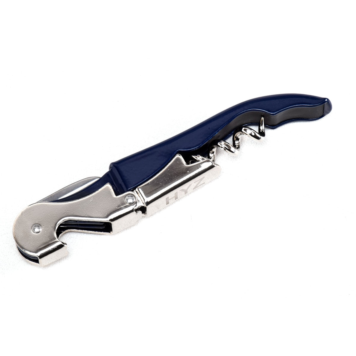 Saca Rolhas Tradicional Vinho Garrafa Manual Inox Azul